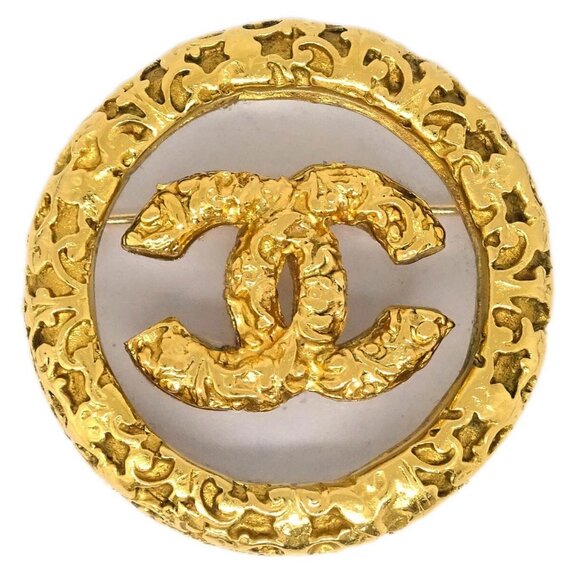 Chanel Medallion Brooch Pin Gold 95A 165551 - Picture 1 of 4